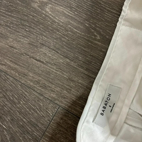 Aritzia Babaton Tahoma Pant High rise Linen Culottes Wide Leg Crop Trouser White - Picture 11 of 16